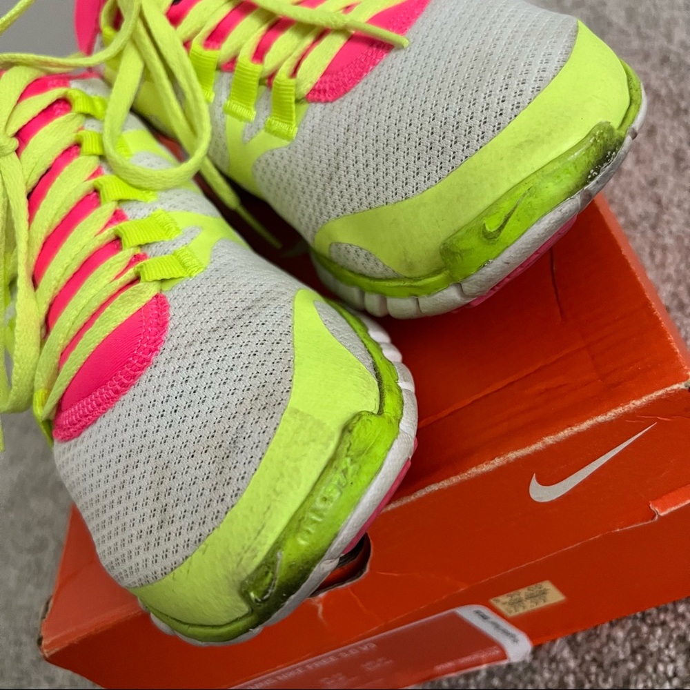 Nike Free 3.0 V3 Volt Yellow Neon Pink Athletic Shoes Sneakers - Picture 5 of 9